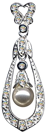 KETTENANHÄNGER mit Perle/Echt Silber 925 und Zirkonia/Jugendstil Design/Steinarbe: klar weiss/Online Shop Schmuck kaufen / 51076