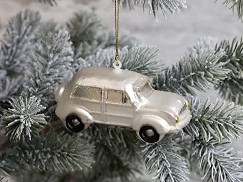 Chic Antique Weihnachtskugel Kugeln, Tropfen, Zapfen, Anhänger,Antik Glaskugel m.Muster Vintage Christbaumkugel Weihnachten X-Mas versch. Größen und Formen Skan Design (51935-18 L10x4,5cm Auto Latte)