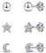 Amberta Damen Minimalistische Ohrstecker Set aus 925 Sterling Silber: Set aus Kugel, Kristallstern und CZ Mond