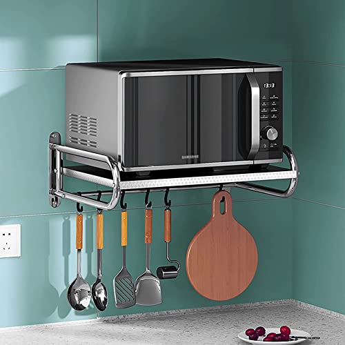 Microondas Universal Estante Montado En La Pared,304 Soportes De Pared De Microondas De Acero Inoxidable 304 Servicio Pesado,Organizadores De Cocina Y Estante De Almacenamiento con Gancho,60cm
