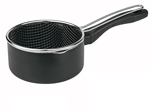 MGE - Cazo de Cocina con Cestillo Freidor - Pico Vertedor - Aluminio - Revestimiento Antiadherente - 18 cm