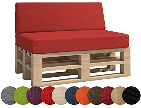 chilly pilley Palettenkissen Gartenkissen Palettenauflage Palettenpolster Indoor Outdoor Waschbar Abnehmbar Sitzkissen Rückenkissen (2er Set, Rot)