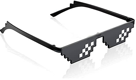letcdfer Coole Thug Life Brille Pixel Mosaik Brille Unisex Funky Sonnenbrille 8 Bit Pixel Lustige Brille für Männer Frauen Kinder Foto Requisiten