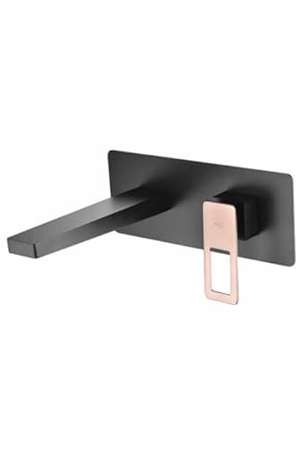 IMEX - Grifo empotrado monomando lavabo - - Griferia de baño para lavamanos - grifos empotrados de baño Serie Suecia Negro Mate y Oro Rosa - BDC032-4NOR