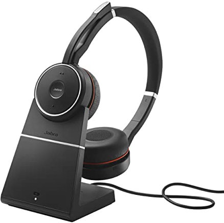 Jabra Evolve 75 SE, Link380a UC Stereo Stand- Bluetooth Headset with Noise-Cancelling Microphone, Long-Lasting Battery and Dual Connectivity - Works with All Other Platforms - Black