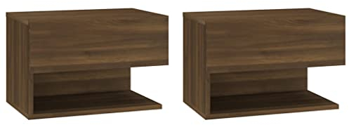 vidaXL 2X Wand Nachttisch Hängend Nachtschrank Nachtkommode Nachtkonsole Schlafzimmer Schrank Kommode Hängeschrank Wandschrank Braun Eichen-Optik Holzwerkstoff