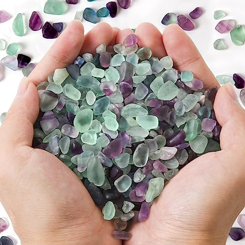 QICQDRAM Polished Gravel Rocks Bulk Fluorite Crystals Chips Natural 1LB