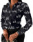 Siyova Camicia da Donna alla Moda Sexy a Maniche Lunghe Blusa Elegante Camicetta da Ufficio Casual (Lettere Nere, L)