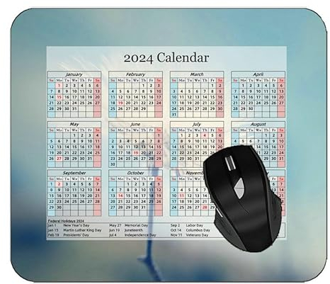 YENDOSTEEN Mauspad 2024 Kalender, Caterpillar Grass Flowers White Gaming Mauspad PAD#867 260 * 210 * 3 mm