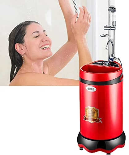 Mobile Instantaneous Water Heater Shower with Shower Head 220V Portable Electric Heated for Bathroom Portable Electric Water Heater Shower 60L/70L, CE Certified (2 Colors) (Color : B-Red, Size : X-L