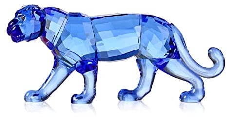DOJOZ Kristall-Leoparden-Geparden-Figur, realistische Tierkunst-Figur, Sammlung, Tischdekoration, Statue, Heimdekoration (blau)