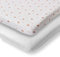 Koru Kids® Fuchs Spannbettlaken 60x120 Baby – 2er Pack – Füchse + weiß – Premium Bettlaken – weiches Jersey – 100% Baumwolle – bei 60° waschbar – Baby Bettwäsche – Made in Belgium