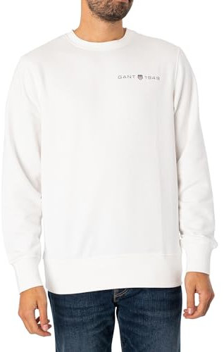 GANT Sweat à col en C imprimé Graphique Maillot de survêtement, Coquille d'œuf, XXL Homme