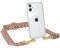 EAZY CASE Handykette - Verstellbarer Handyriemen kompatibel mit iPhone 12 Mini, Kette für Phone, dünner Riemen, Taschengurt mit Hülle, DIY Handyband, Blau/Rot - Karabiner Gold
