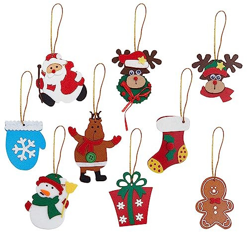 GORGECRAFT 9 Estilos Grande DIY Fieltro Árbol de Navidad Conjunto Adornos de Navidad Decoraciones para Colgar En la Pared Fieltro de Navidad Santa Muñeco de Nieve Colgantes Año Nuevo Decoraciones