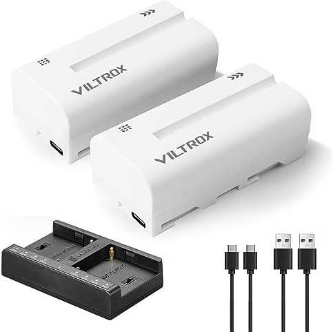 VILTROX Akku NP-F550 Ersatzakku 2 Stück Battery und Smart LED Dual USB-C Ladegerät für Sony NP-F970 F960 F950 F770 F750 F570 F550 Kompatibel Godox VILTROX Neewer Camcorder/Monitor/Kamera Slider