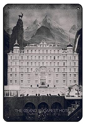 KOURT The Grand Budapest Hotel Vintage Movie Poster Retro Poster Metal Tin Sign Chic Art Retro Iron Painting Bar People Cave Cafe Family Garage Poster Wall Decoration 8x12inch(20x30cm)
