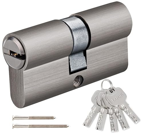 Hengsong Serrure à cylindre 30/30,cylindre de serrure 30/30,cylindre profilé porte d'entrée,serrure de sécurité,serrure de porte de jardin,serrure de porte d'entrée,env. 6 cm x 1,68 x m x 3,28 cm,