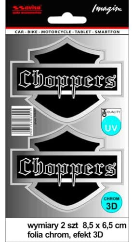 Avisa AutoTattoo Aufkleber Choppers 3D Chrome - 8,5 x 6,5cm, Schwarz
