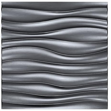 50cm x 50cm 3D Paneele PVC Kunststoffpaneele 12 Stück Wandpaneele Gaming Zimmer Wand Decke 3D Optik Welle Brushed PVC 3D Platten