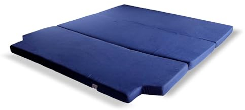 Camporan Faltbare Matratze für Ford Transit Custom 201x165x8 cm Hochdichter Schaumstoff 25kg/m³ Dunkelblau Campingbett