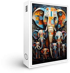raxxa Premium-Puzzle | Whimsical Bunte Elefanten | 1000 Teile