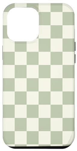 Classic Checkered Checker Checkerboard Light Sage Green Case for iPhone 12 Pro Max