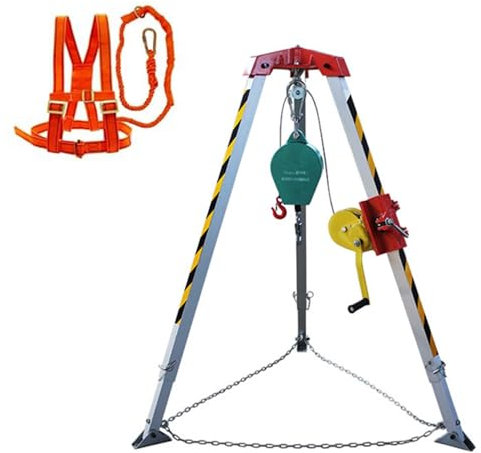 Notfall-Rettungsstativ mit begrenztem Raum, Stativ und Seilwinde mit Fallschutz und sicherem Gurt, 816 kg Stativhebegerät, Notfall-Rettungsstativ für Feuerbekämpfung (Farbe: Stativ-Rettungssystem
