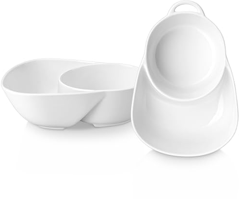 vancasso Snack Chip und Dip Schalen, Suppe und Beilage/Cracker Schalen Sets für Frühstück,Weiß