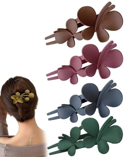 AORHOFJ Fermaglio per capelli a forma di farfalla, da donna, grande, opaco, per donne e ragazze,fermaglio capelli donna,pinza capelli donna,accessori capelli donna (4 pezzi)