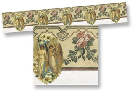 Melody Jane Dolls House Wallpaper Border Floral with Cameo Picture Miniature Print 1:12