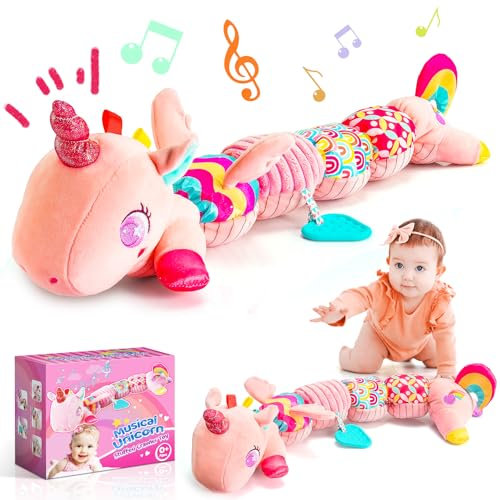 Toyzey Baby Spielzeug 0 3 6 Monate Einhorn Musikspielzeug, Baby Geschenk Mädchen Babyspielzeug 0-6 Monate Greifling Rassel Neugeborenen Geschenk Sensorik Babyspielzeug (Einhorn Rosa)