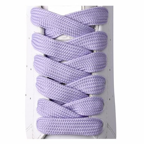 Olukssck 2 Paia Lacci Scarpe Piatti, Stringhe Larghe per Scarpe Sportive, Scarponcini, per Adulti e Bambini - Larghezza 15 mm, Viola Chiaro, 94cm
