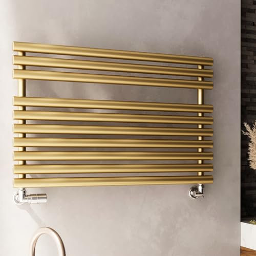 Terma Towel Rail (Cen./Heating), Steel, Brass, 590h x 900w [2002 BTUs t50]