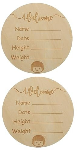 SHOWERORO 2stücke Runder Holzschild Geburt Persönliches Namensschild Für Neugeborene Dekorative Geburtsankündigung Für Kinderzimmer Durchmesser Und