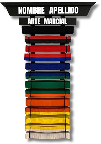 Porta cinturón Personalizado Jiu Jitsu Taekwondo Karate Judo - Organizador para Colgar - Expositor Cinturones Artesanal Artes Marciales (Krav Maga)