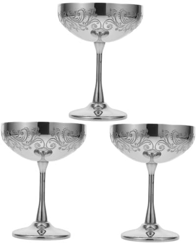 MAGICLULU 3 Pièces Coupe à Glace En Acier Inoxydable Coupes à Dessert Réutilisables Bol à Dessert Bol En Métal Coupe De Glace Délicate Gobelet à Dessert Réutilisable Gobelets Silver