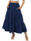 Zeagoo Rock Damen Elegant Maxirock Hohe Taille Langrock Casual A-Line Röcke Elastische Einfarbig Röcke mit Taschen Marineblau L