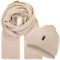 Molti Mütze & Schal Set für Damen, 100% Merinowolle Beanie Mütze Damen Herbst/Winter Schal Wärmer Mütze Damen 2 in 1 Set, Farbauswahl (Beige, 55-60)