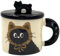 BIcoog Keramik Tasse Abdeckung mit Deckel Keramik Kaffee Tasse Teetasse Büro und Home Health Geschenk Schwarz Cartoon Katze Muster Nett 400ml Braun