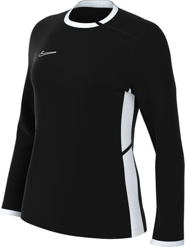 Nike Academy 25 Dri-Fit Football Long Sleeve with Crew Neck for Women, Black/White/White, HM0744-010, M