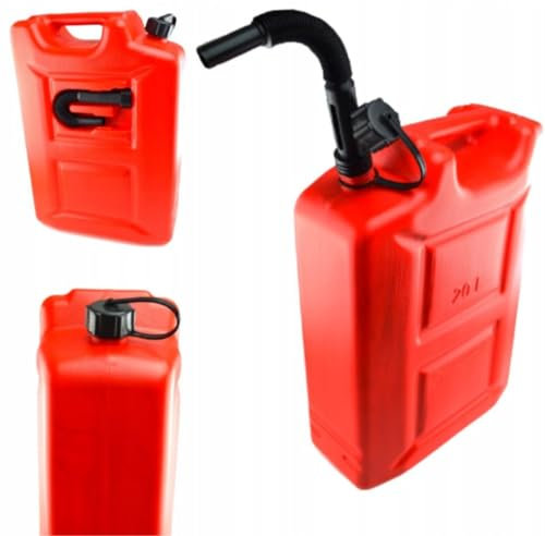 Anwicar lata de combustible de plástico - con boquilla flexible - recipiente robusto y hermético para gasolina y diésel - ideal como reserva - 20 L - rojo