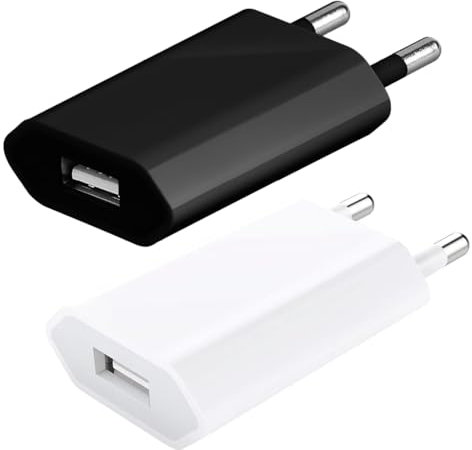 NHQZ 2 Pièces Chargeur USB, 5V/1A USB Prise Adaptateur Secteur, Embout Chargeur Adaptateur Universel, USB Chargeur pour Phone, Pad, Smartwatch,Tablette, Écouteurs, Prise Electrique USB