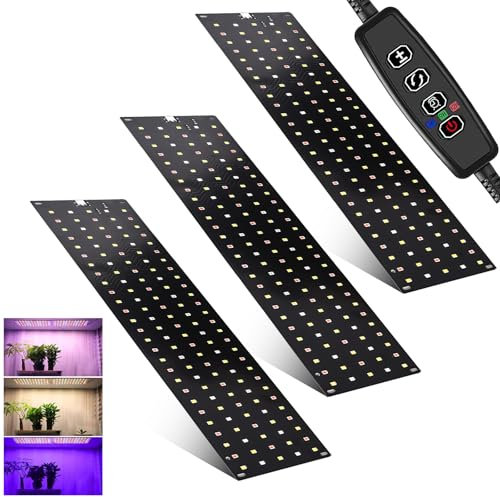3 piezas Lámpara de cultivo, 405 LEDs Lámpara de Planta Espectro Completo con temporizador, Luces de crecimiento 10 niveles de brillo, 3 modos para plantas de interior