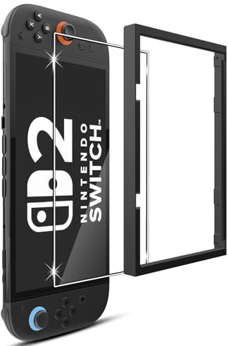 Holilo Para Nintendo Switch 2 Model 2025, 1 Piezas+1 artefacto de posicionamiento Protector de Pantalla Cristal Templado, 9H Dureza HD Vidrio Templado Anti-Arañazos Glass Screen Protector