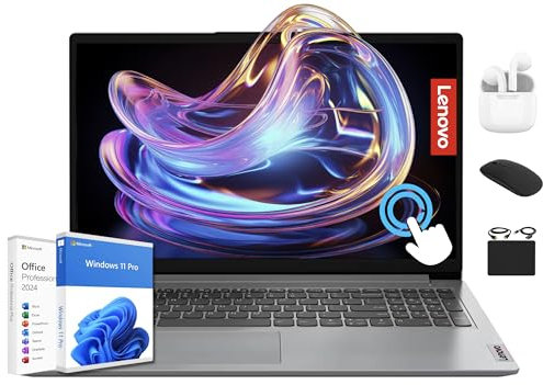 Lenovo IdeaPad Laptop 2025 Flagship 15.6 FHD IPS Touchscreen Computer, 24GB RAM, 1.5TB Storage (1TB SSD + 500GB Ext.), 6-Core Intel i3, WiFi 6, HubxcelAccessory, Win 11 Pro with Lifetime MS Office