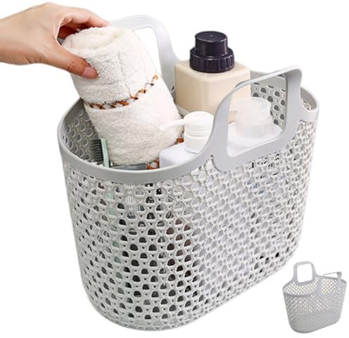 Panier de douche portable en plastique avec rangement pour jouets de bain dans la salle de bain, dortoir, garde-manger, cuisine (gris)