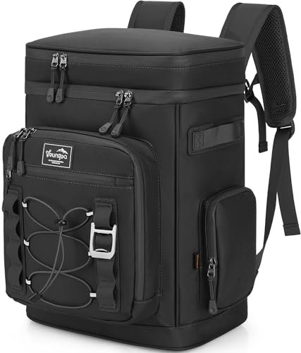 Youngoa Mochila Nevera Isotermica, 30L Grande Bolsa Termica Impermeable para Picnic, Playa, Camping, Barbacoa, Negro