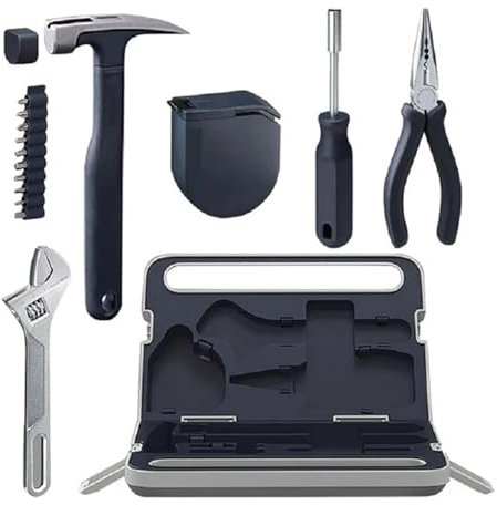 ZGJIAJU Manueller Werkzeugkasten, Handwerkzeugsatz, Tragbarer Schraubendreher, Schraubenschlüssel, Hammer, Maßband, Zange, Heimreparatur- Und Installationswerkzeugkasten Effizient Praktisch