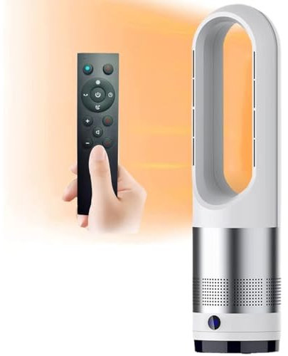 MGHRUEWH Ventilateur Tour Chaud Et Froid avec Télécommande, Ventilateur De Chauffage 1400 W, 8 Vitesses, Minuterie 8 H, Affichage LED, Ventilateur De Circulation d'air Oscillant À 80 °